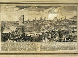 Hiszpania: Wojna o sukcesję hiszpańską (1714). Oblężenie Barcelony (rycina) autorstwa Unbekannter Künstler