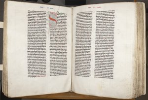 Św. Augustyn z Hippony „Opera”, Fol 151 verso 152 recto, ok. 1200 (pióro i atrament na pergaminie) autorstwa Unbekannt