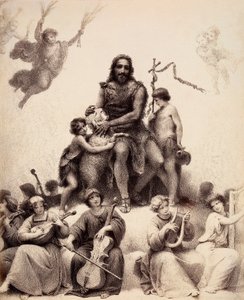 Święty Jan Chrzciciel siedzi w otoczeniu muzykujących aniołów i głaszcze baranka po głowie. Ilustracja do Canto XXXII w Paradiso z Boskiej komedii Dantego Alighieri. Dzieło Francesco Scaramuzzy dedykowane władzom miejskim Florencji. autorstwa Unbekannter Künstler