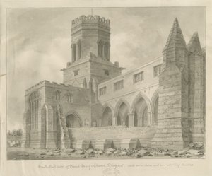 Stafford - Kościół Mariacki: rysunek w sepii, czerwiec 1842 r. autorstwa Unbekannt