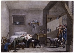 Samobójstwo Condorceta, koniec XVIII wieku (rycina) autorstwa Unbekannter Künstler