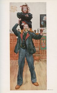 Szwedzki ilustrator Carl Larsson (1853-1919) z córką Britą. Akwarela z „Das haus in der sonne” 1921 autorstwa Unbekannt