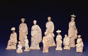 Grupa Tanagra: Postacie stojące i siedzące, strych, Azja Mniejsza, IV w. p.n.e. (terakota) autorstwa Unbekannt