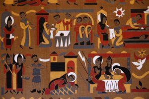 Gobelin w opactwie Saint-Pierre de Solesmes: Życie św. Benedykta, Solesmes, Francja autorstwa Unbekannt