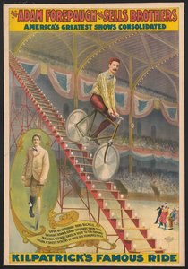 The Adam Forepaugh wan Sells Brothers America hatun rikuchiykuna hukllachasqa, Kilpatrickpa riqsisqa ridepolish autorstwa Unbekannter Künstler