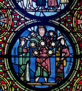 Okno Arki Przymierza, szczegół Boga z Kościołem i Synagogą autorstwa Unbekannt