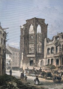 Zniszczony budynek biblioteki w Strasburgu autorstwa Unbekannter Künstler