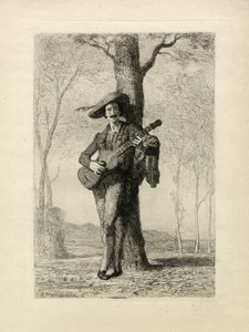 Gitarzysta, Francja, ok. 1870 r. (grawerunek) autorstwa Unbekannter Künstler