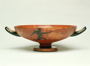 W pogoni za Perseuszem, czarny kylix ze strychu wykonany przez The Pepaks Master, 525-520 pne (ceramika) autorstwa Unbekannt