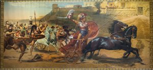 O Triunfo de Aquiles - Pintura no Palácio Achilleion, Corfu - O Triunfo de Aquiles pintura no palácio Achilleion, cidade velha de Corfu, Ilhas Jônicas, Grécia, Europa Polonês autorstwa Unbekannter Künstler
