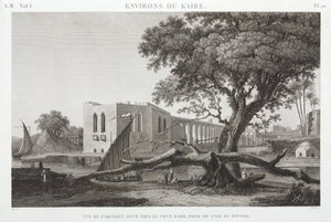 Akwedukt w Starym Kairze, z wyspy Roudah, Egipt, ok. 1798 autorstwa Unbekannt
