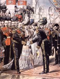 Francuski wiceadmirał Caillard przyjęty przez Edouarda VII (1904) autorstwa Unbekannter Künstler