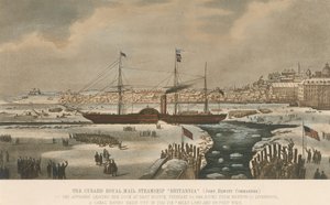 Parowiec Britannia, należący do Cunard Company, opuszczający doki w Bostonie (USA) 3 lutego. autorstwa Unbekannter Künstler