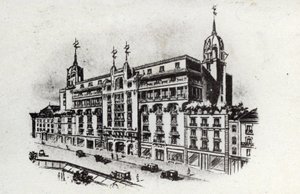 Turystyka termalna: widok na hotel Carlton w Vichy, Francja ok. 1905 r. (pocztówka) autorstwa Unbekannter Künstler