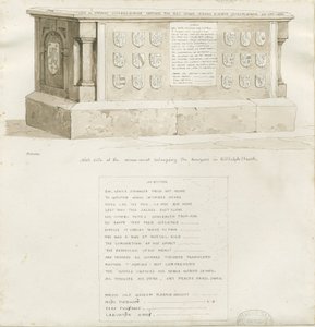 Grobowiec w kościele Biddulph - "William Bowyer" : rysunek w sepii, 1837 autorstwa Unbekannt