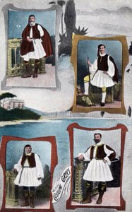 Tradycyjne greckie stroje męskie – pocztówka 1914-1918 autorstwa Unbekannt
