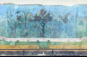 Triclinium z domu Liwii, fresk, 20 - 10 pne, muzeum narodowe w Rzymie (museo nazionale romano), Rzym, Włochy autorstwa Unbekannter Künstler