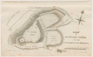 Zamek Tutbury: Plan: grawerowanie, bd [ok. 1832] autorstwa Unbekannt