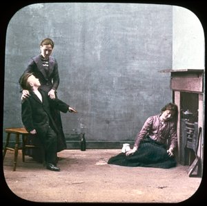 Dwie kobiety i chłopiec przed kominkiem, ok. 1895 autorstwa Unbekannt