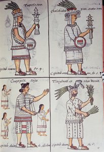 Tzapotlatena, Chalchiuhtlatonal, Cioapipitli i Tliltecuhtli, Kodeks florencki, wersja dwujęzyczna w języku hiszpańskim i nahuatl, Ogólna historia rzeczy Nowej Hiszpanii, Aztec autorstwa William M. Timlin