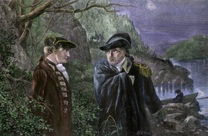 Wojna o niepodległość Stanów Zjednoczonych Ameryki (1775-1783): Benedict Arnold (1741-1801) zdradził swoją ojczyznę, obiecując oddać West Point Anglii, lipiec 1780. Arnold zaoferował Brytyjczykom zwrot fortu w zamian za 20 000 funtów i stopień brygadiera.  autorstwa Unbekannter Künstler
