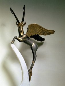 Uchwyt do wazy w kształcie koziorożca skrzydlatego, okres Achemenidów, z Iranu, ok.500 pne (złoto i srebro) autorstwa Unbekannt