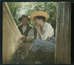 Malownicza Wandea: La lecon de filet, sierpień-1919, Longeville, Francja - Autochrom anonimowy autorstwa Unbekannter Künstler