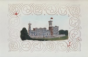 Wiktoriański doyley papierowy z widokiem Osborne House (akwarela na papierze) autorstwa Unbekannt