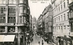 Wiedeń: Kohlmarkt z kościołem Michaelerkirche w tle autorstwa Unbekannter Künstler