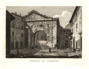 Widok na Portyk Oktawii lub Portyk Oktawii (Portico di Ottavia), Rzym autorstwa Unbekannt