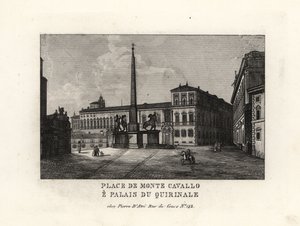 Widok na Pałac Kwirynalski i Plac, Palazzo del Quirinale i Piazza del Quirinale, Rzym autorstwa Unbekannt