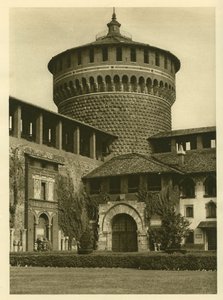 Widok na dziedziniec Castello Sforzesco (zamek rodziny Sforzów) w Mediolanie autorstwa Unbekannt