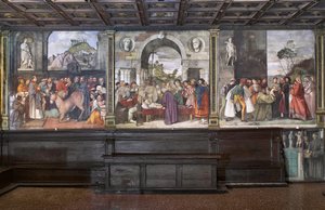 Widok na freski w północnej ścianie bazyliki św. Antoniego (Bazylika Świętego), Szkoła Świętego, Padwa, Włochy (foto) autorstwa Unbekannter Künstler