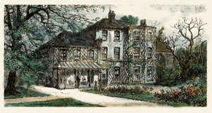 Widok domu lub Karola Darwina (1809-1882) redakcji "O pochodzeniu gatunków". Rycina z XIX wieku autorstwa Unbekannter Künstler