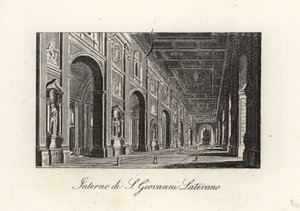 Widok wnętrza Archibazyliki św. Jana Chrzciciela. Jan Lateran, S. Giovanni Lateran, Rzym autorstwa Unbekannt