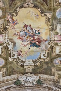 Widok na sklepienie z freskami sali Teatini, Chiesa di San Vincenzo, Piacenza, Emilia-Romania, Włochy (zdjęcie) autorstwa Unbekannter Künstler