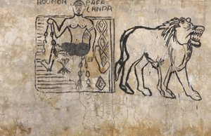 Malowidło ścienne przedstawiające czarnoksiężnika voodoo, Lome, Togo autorstwa Unbekannt