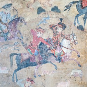 Malowidła ścienne w portalu Qeysarieh, plac Naqsh-e Jahan Imam, Isfahan, Iran (fresk) autorstwa Unbekannter Künstler
