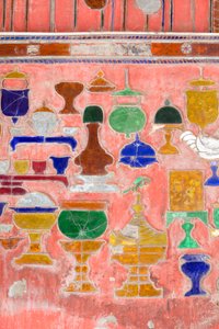 Ściana z figurami ze szkła ołowiowego, klasztor Shwe Yaunghwe Kyaung, Nyaungshwe, jezioro Inle, Birma (zdjęcie) autorstwa Unbekannter Künstler