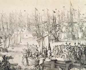 William of Orange odpływający do Anglii w listopadzie 1688 (rycina) autorstwa Unbekannter Künstler