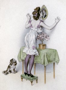 Kobieta w bieliźnie, ok. 1900 r. (pocztówka) autorstwa Unbekannter Künstler
