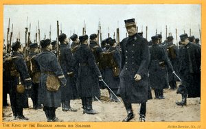 I wojna światowa: Albert I z Belgii ze swoimi żołnierzami (pocztówka) autorstwa Unbekannter Künstler