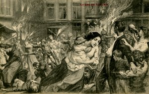 I wojna światowa: Zniszczenie Louvain przez Niemców autorstwa Unbekannter Künstler