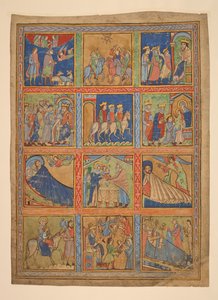 f. 1: Seria 24 miniatur z Życia Chrystusa; Siedem wycinków z iluminowanych rękopisów. XII w. XV w. Siedem wycinków z iluminowanych rękopisów. XII wiek XV wiek autorstwa Unbekannter Künstler