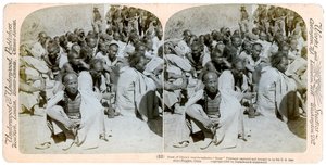 Więźniowie bokserów schwytani i sprowadzeni przez 6. Kawalerię Stanów Zjednoczonych, Tientsin, Chiny, 1901 r. autorstwa Underwood and Underwood