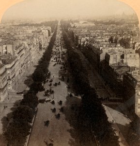 Champs Elysees, Ulubiona Droga Paryża, Francja, 1894. autorstwa Underwood and Underwood