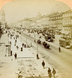 Newski Prospekt, główna ulica Petersburga, Rosja, 1897