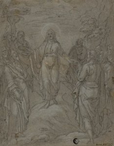 Chrystus i apostołowie (recto); Szkic szopki (verso) autorstwa Unknown