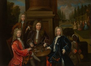 Elihu Yale siedział przy stole z drugim księciem Devonshire i lordem Jamesem Cavendishem autorstwa Unknown