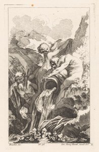 Fontanna z mężczyzną, kobietą i satyr Różnorodne Fontaines (tytuł serii) autorstwa Unknown